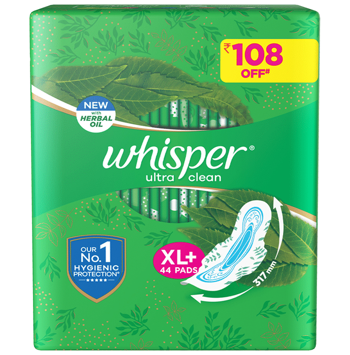 Whisper Ultra Clean with Herbal Oil Sanitary Pads XL+