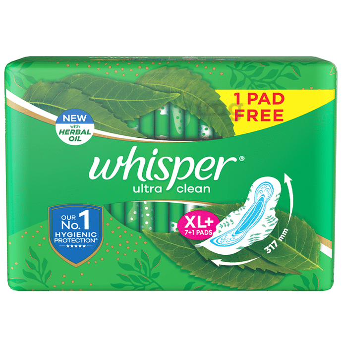 Whisper Ultra Clean with Herbal Oil Sanitary Pads XL+