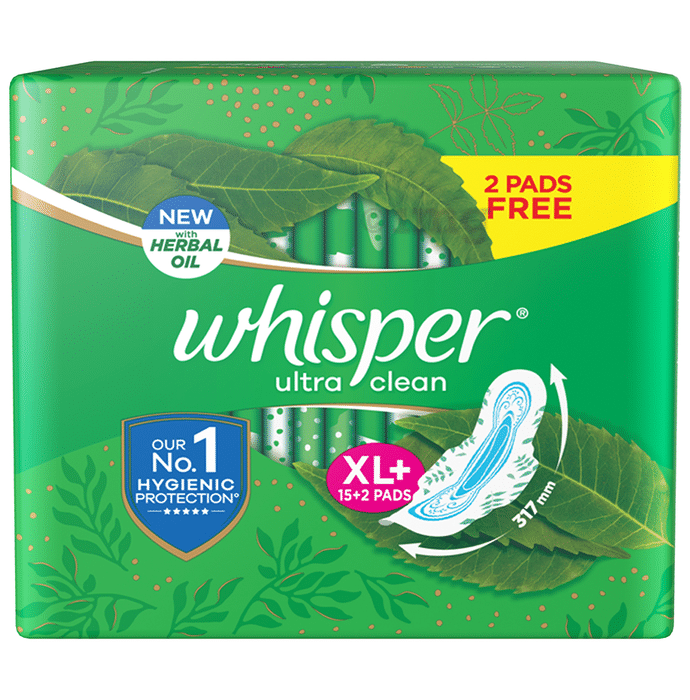 Whisper Ultra Clean with Herbal Oil Sanitary Pads XL+