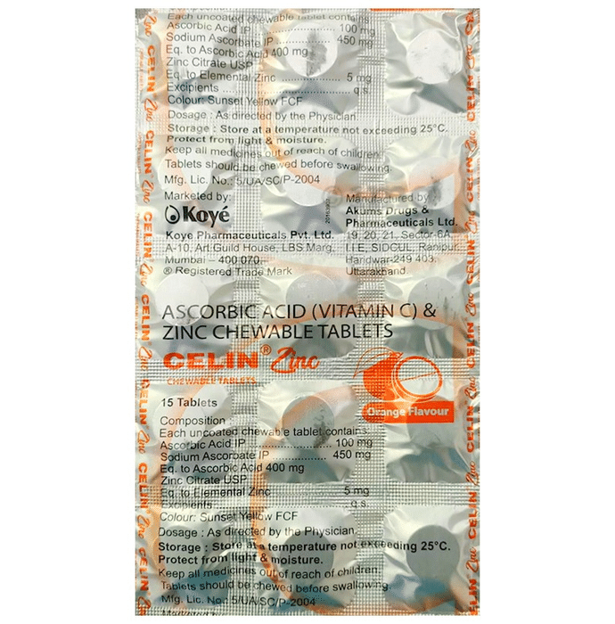 Celin Zinc Chewable Tablet Orange