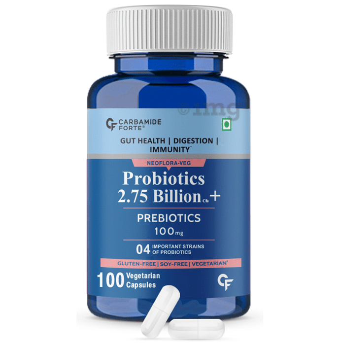 Carbamide Forte Probiotics 2.75 Billion cfu + Prebiotics 100mg Vegetarian Capsule