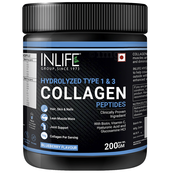 Inlife Hydrolyzed Type 1 & 3 Collagen Peptides Blueberry Buy jar of
