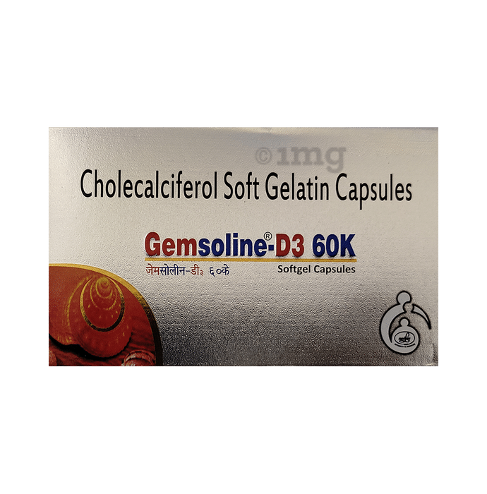 Gemsoline-D3 60K Capsule: Buy strip of 8 capsules at best price in