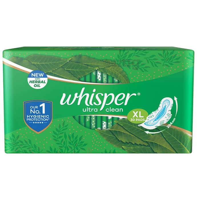 Whisper Ultra Clean with Herbal Oil Sanitary Pads XL