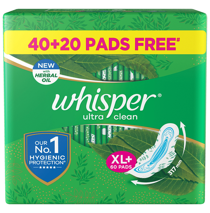 Whisper Ultra Clean with Herbal Oil Sanitary Pads XL+