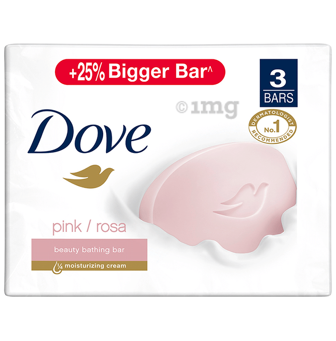 Dove Pink Beauty Bathing Bar for Soft, Smooth, Glowing Skin (125gm Each)