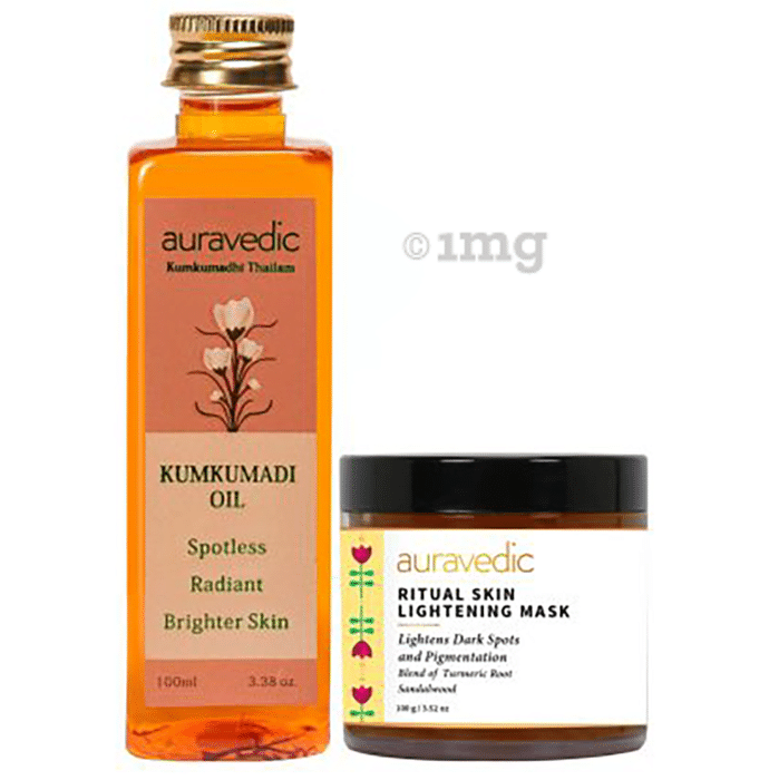 Auravedic Combo Pack of Kumkumadi Oil (100ml) & Ritual Skin Lightening Mask (100gm)