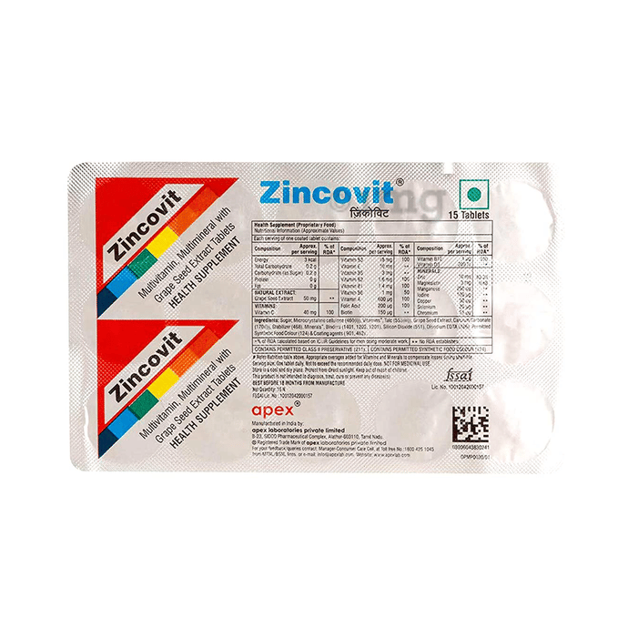 Zincovit Tablet Buy Strip Of 15 Tablets At Best Price In India 1mg