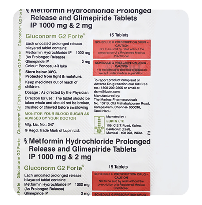 Gluconorm G2 Forte Tablet Pr View Uses Side Effects Price And Substitutes 1mg
