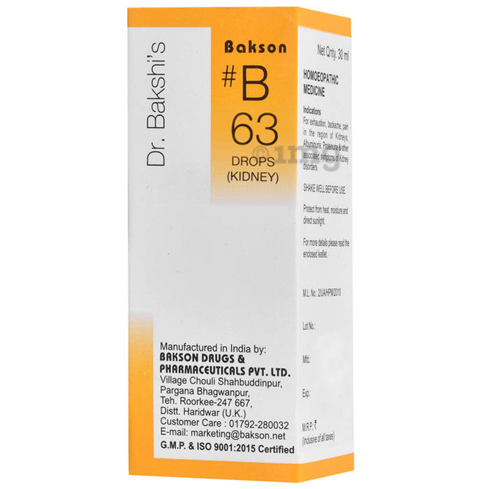 Bakson B63 Kidney Drop Buy bottle of 30 ml Drop at best price in India