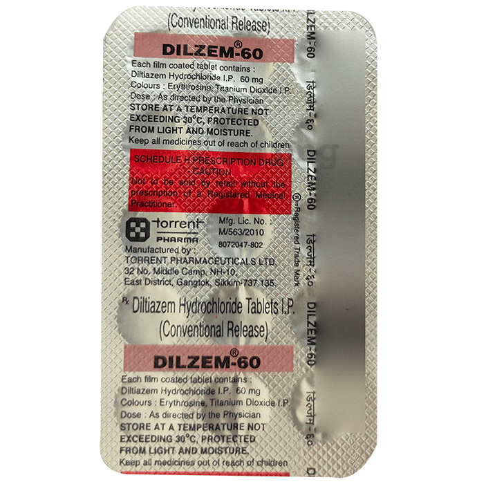 Dilzem 60 Tablet Cr View Uses Side Effects Price And Substitutes 1mg