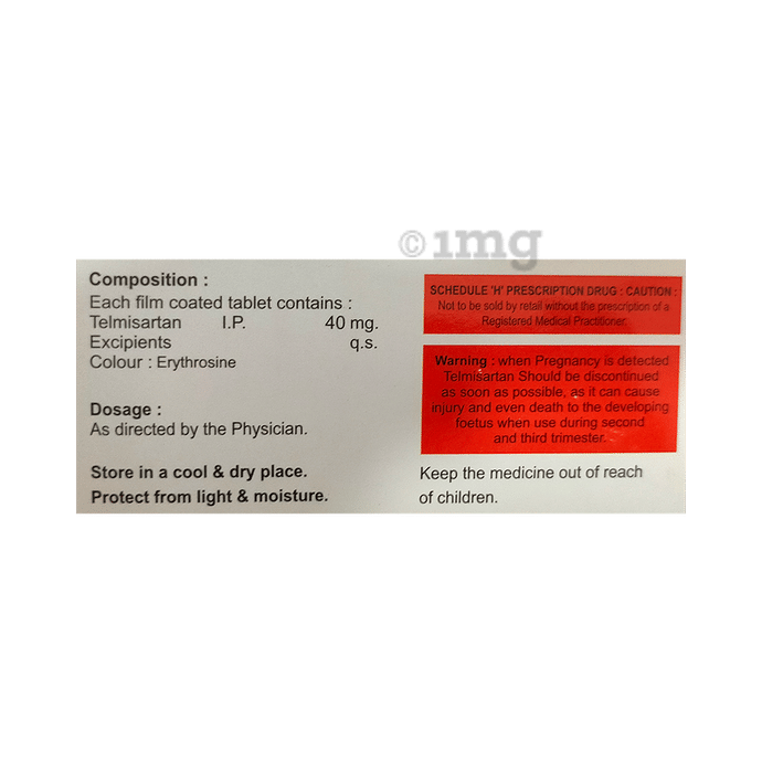 Telkonol 40mg Tablet View Uses Side Effects Price And Substitutes 1mg