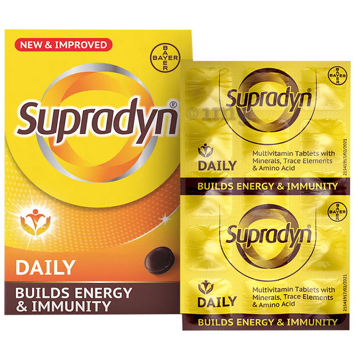 Supradyn Daily Multivitamin Tablet with Essential Zinc, 12 Vitamins, 5 Trace Elements for Daily Immunity & Energy