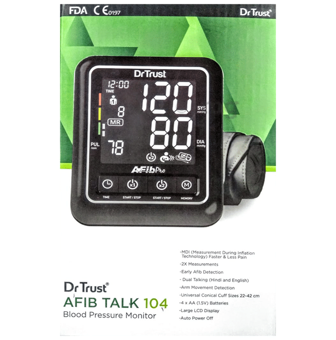 Dr Trust USA Afib Talk 104 Blood Pressure Monitor Black