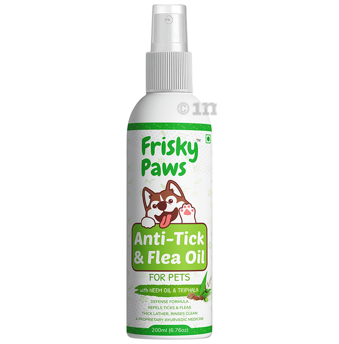 Frisky Paws Anti-Tick & Flea Oil for Pets with Neem Oil & Triphala (200ml Each)