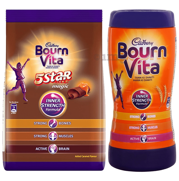 Cadbury Bournvita Combo Pack of 5 Star Magic Pro-Health Drink Chocolate 750gm & Pro-Health Drink Chocolate 200gm