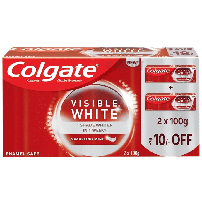Colgate Visible White Anticavity Toothpaste (100gm Each) Buy box of 2