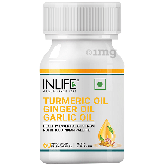 Inlife Turmeric Oil Ginger Oil Garlic Oil Vegan Liquid Filled Capsule