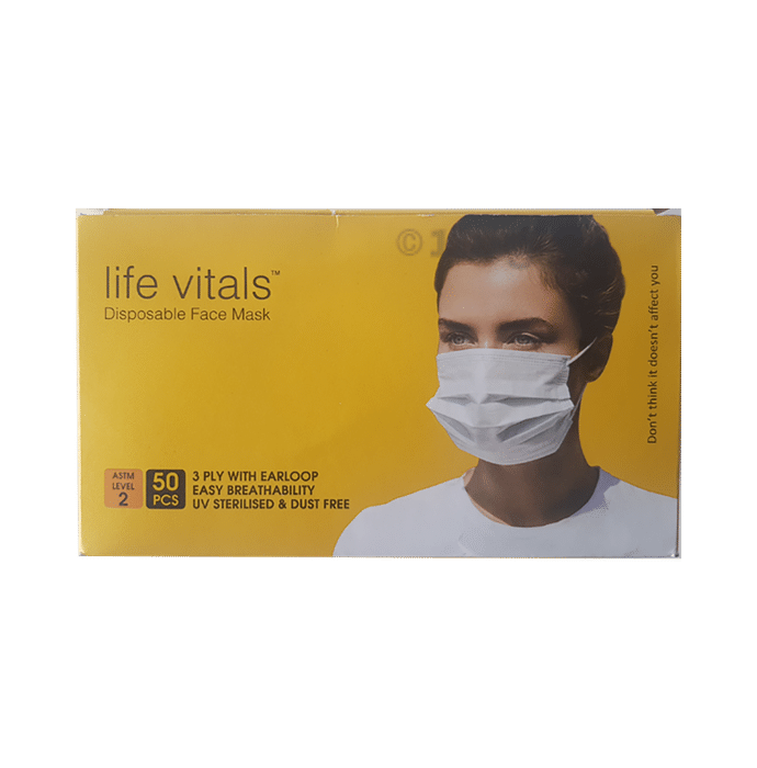 Life Vitals 3 Ply with Earloop Disposable Face Mask Free Size Blue