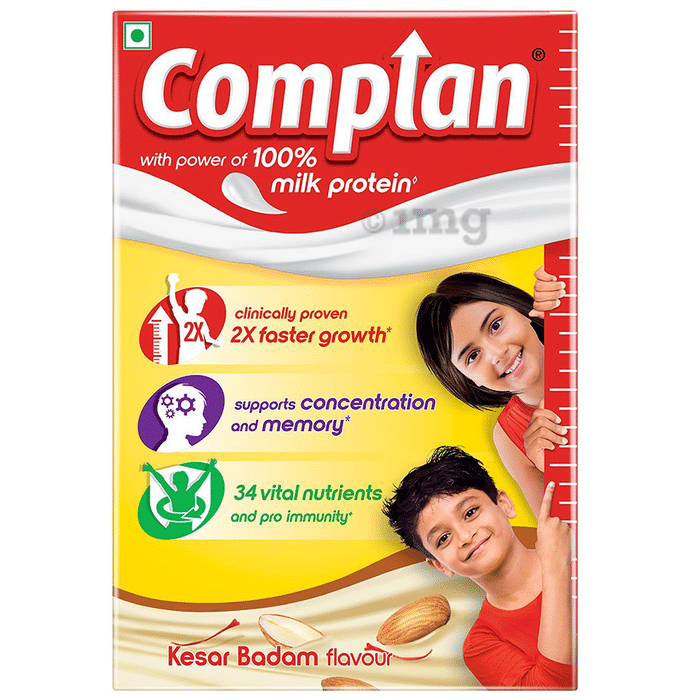 Complan Nutrition and Health Drink with Power of 100% Milk Protein Kesar Badam Refill