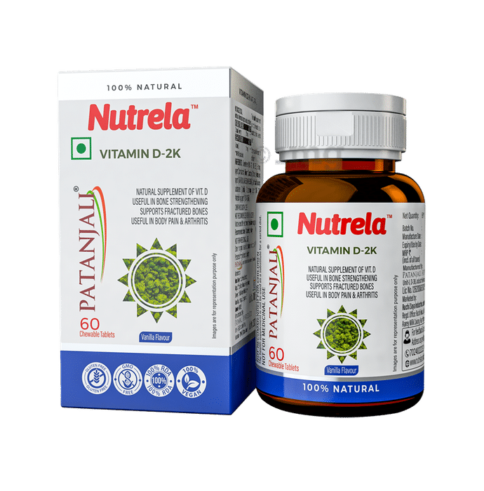 Patanjali Nutrela Vitamin D 2K Chewable Tablet Vanilla
