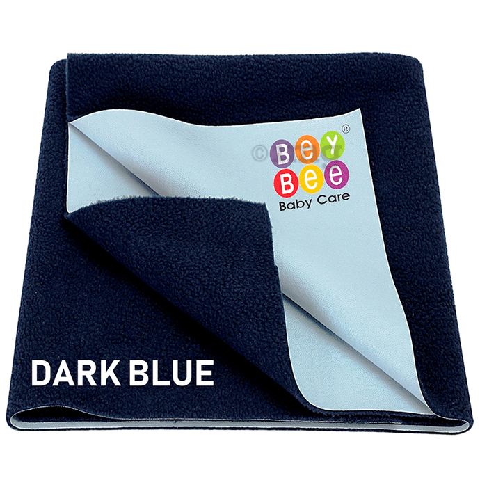 Bey Bee Waterproof Baby Bed Protector Dry Sheet for Toddlers (100cm X 70cm) Medium Dark Blue