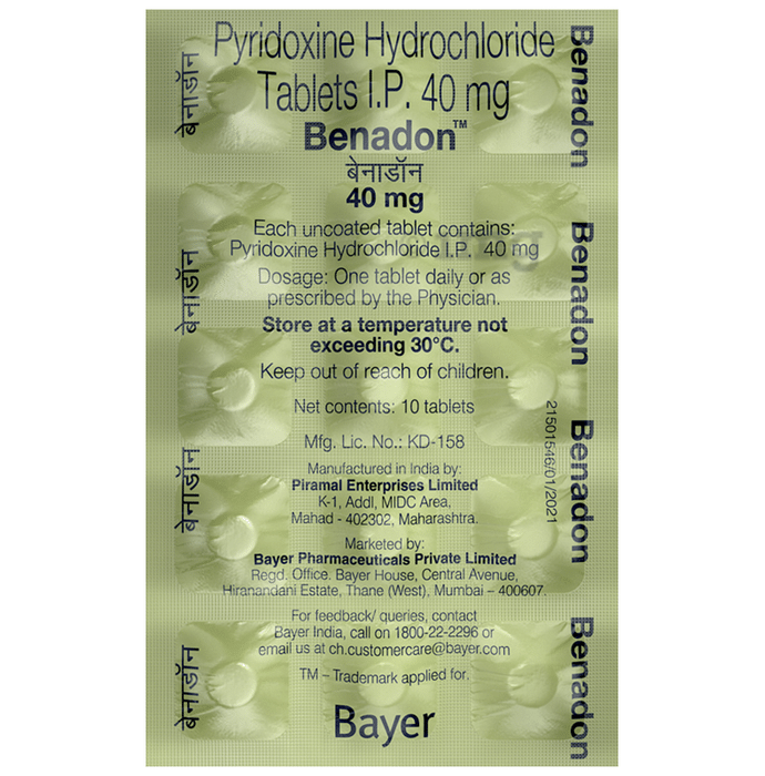 Benadon Tablet Uses In Hindi Benadon 40mg Tablet: Buy strip of 10 tablets at best price in India | 1mg