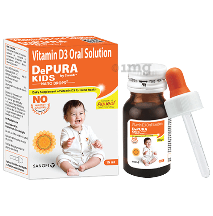 Depura for Kids, Nano Vitamin D3 Drops for Kids, 400 UI per 0.5 ML, Dropper for Appropriate Dosage, No Allergy Causing Artificial Flavours