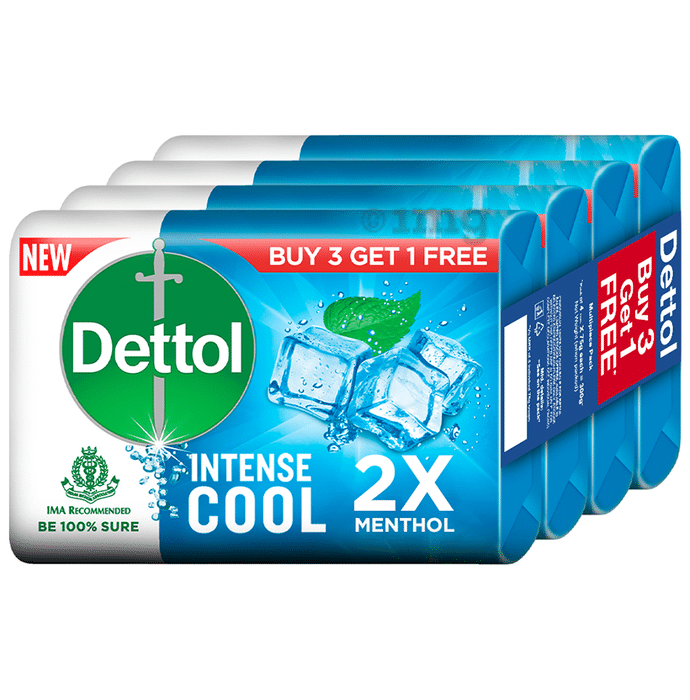 Dettol Intense Cool Bathing Soap Bar 75gm (Buy 3 Get 1 Free)