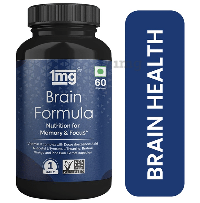 1mg Brain Formula with Vitamin B Complex, L-Tyrosine, L-Theanine, Brahmi, Ginkgo and Pine Bark Extract Capsule