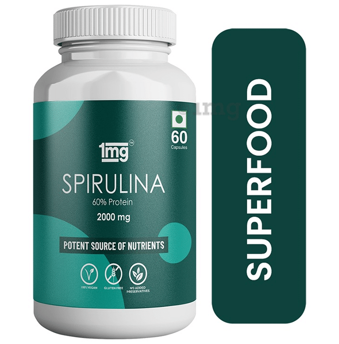 1mg Spirulina 60% Protein Superfood Gluten Free 2000mg Capsule