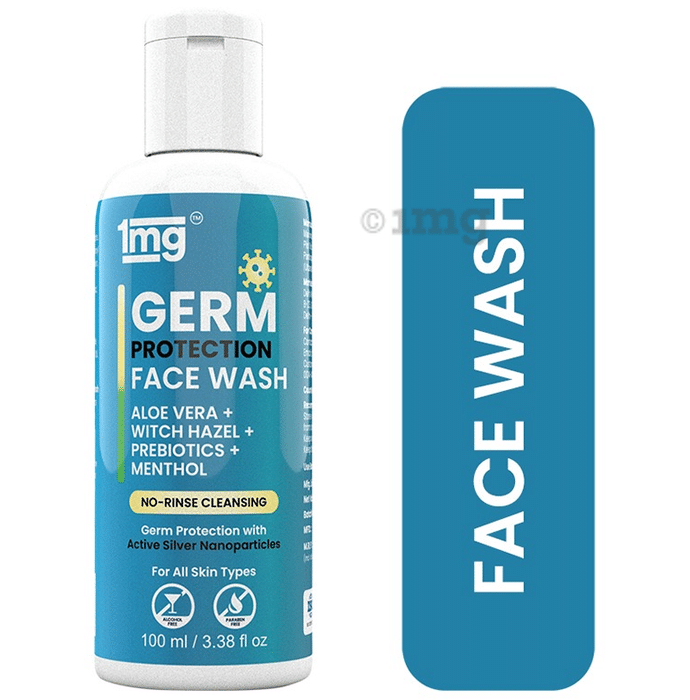 1mg Waterless Face Wash with Aloe Vera, Witch Hazel, Prebiotics, Menthol and Active Silver Nanoparticles for Germ Protection