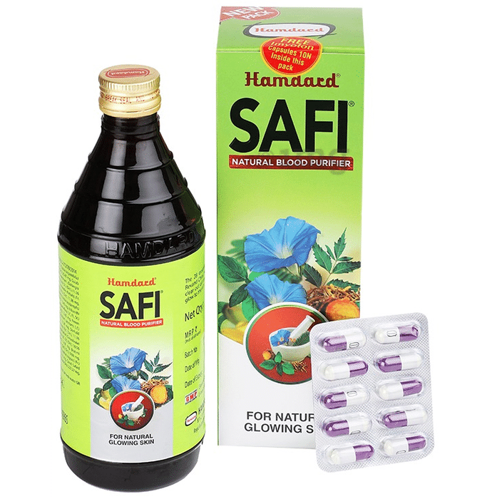 Hamdard Safi Natural Blood Purifier Syrup with Hamdard Imyoton 10 Capsule Free
