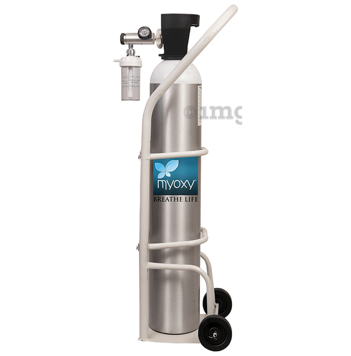 MyOxy Light Weight Oxygen Cylinder 1500 Litres with Humidifier & Trolly