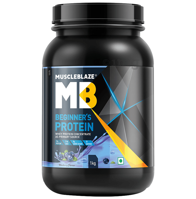 MuscleBlaze MB Beginner's Whey Protein Concentrate Powder Blueberry