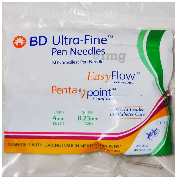 BD Ultra-Fine Pen Needle EasyFlow Technology Penta Point Comfort 4mm 32G