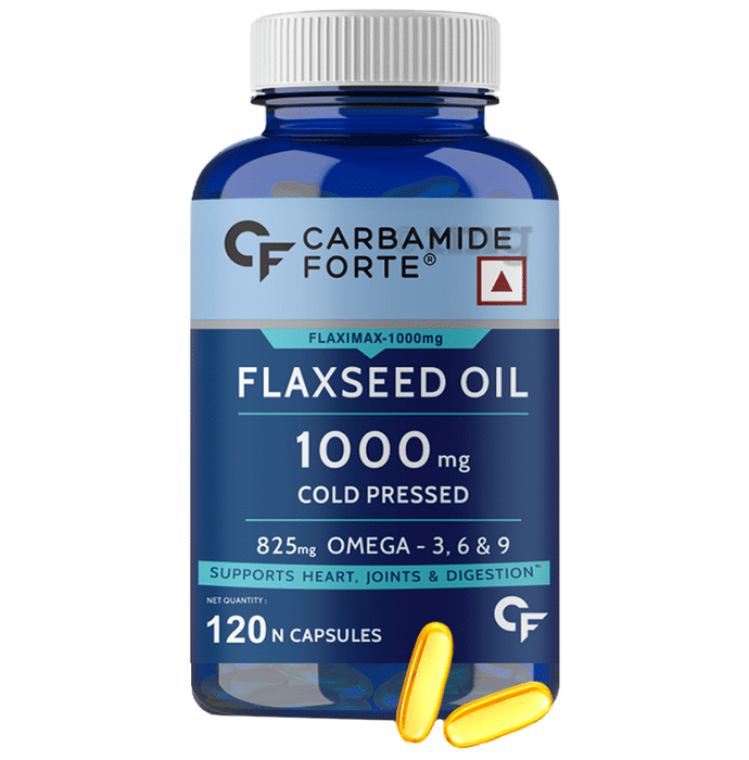 Carbamide Forte Cold Pressed Flaxseed Oil 1000mg with Omega 3,6 & 9 825mg Softgel Capsule