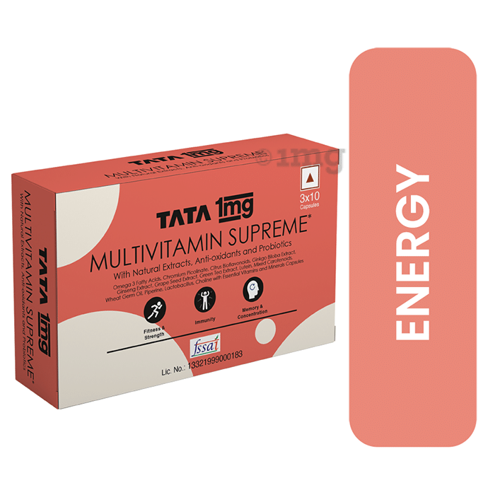 Tata 1mg Multivitamin Supreme, Zinc, Calcium and Vitamin D Immunity Booster Capsule