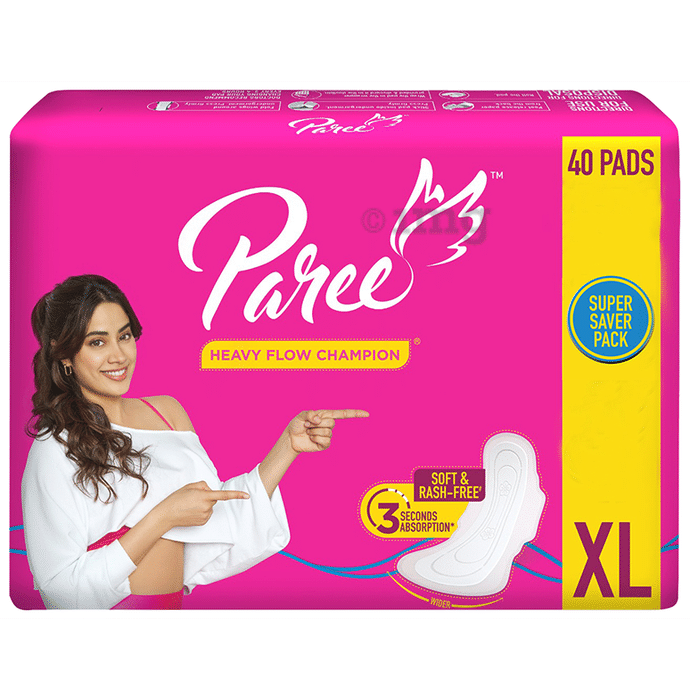 Paree Super Soft & Rash-Free Sanitary Pads for Heavy Flow Pads XL