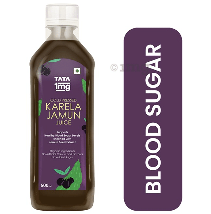 Tata 1mg Cold Pressed Karela Jamun Juice Supports Healthy Blood Sugar Levels Enriched with Jamun Seed Extract