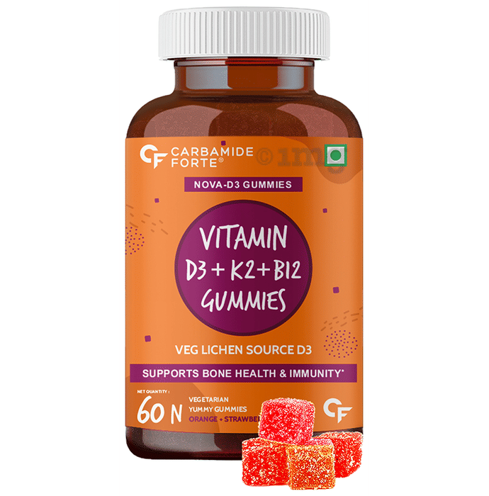 Carbamide Forte Vitamin D3 + K2 + B12 Gummy Buy bottle of 60 gummies