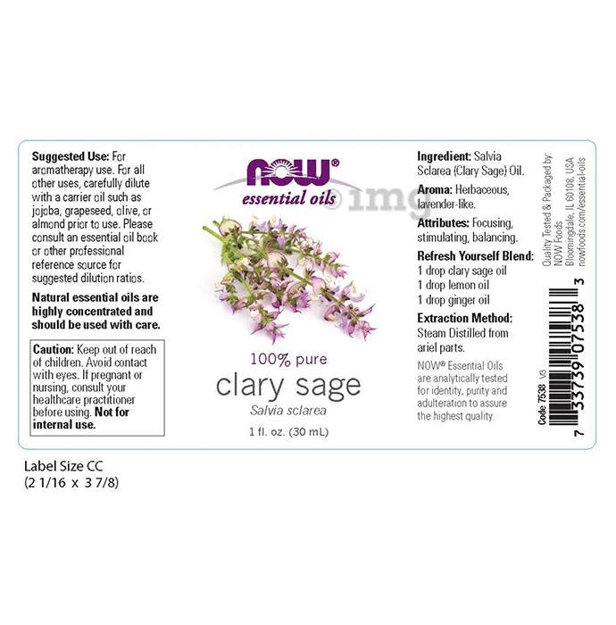 Now Essential Oils Clary Sage (Salvia Sclarea): Buy bottle of 30 ml Oil at  best price in India | 1mg