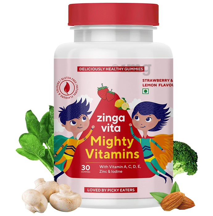 Zingavita Mighty Vitamins Gummies for Kids Strawberry and Lemon