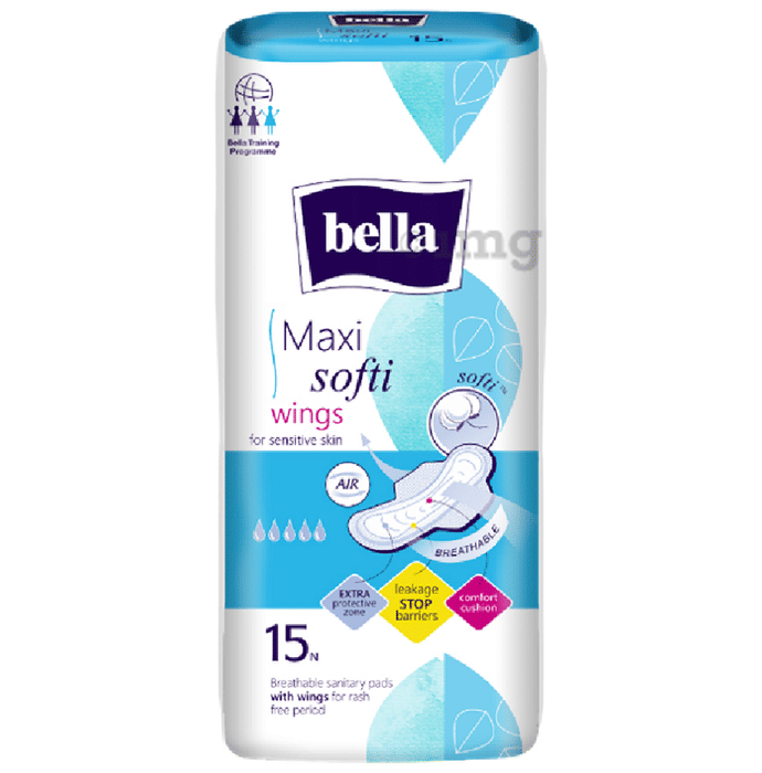 Bella Maxi Sanitary Pads (15 Each) Softi Wings Buy packet of 1 Pack at