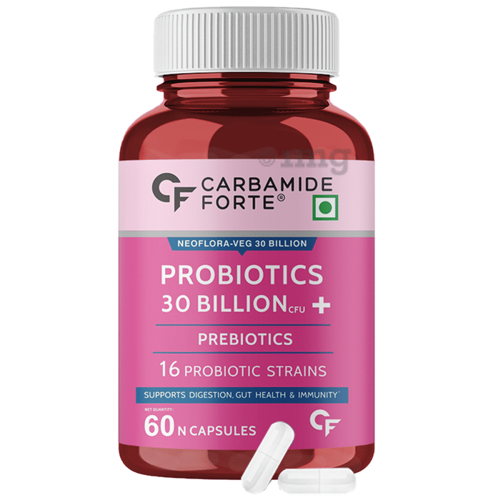 Carbamide Forte Probiotics 30 Billion cfu + Prebiotics 100mg Vegetarian Capsule