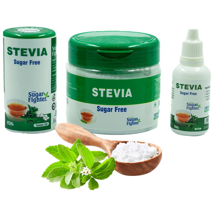 Sugar Fighter Combo Pack of Stevia Sugar Free 200 Tablet, Stevia Sugar