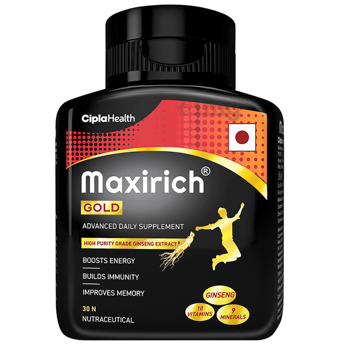 Maxirich Gold Advanced Daily Supplement-Multivitamin with Ginseng Extract for Energy & Immunity Soft Gelatin Capsule