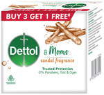 Dettol &amp; Moms Soap Buy 3 Get 1 Free (75gm Each) with Sandal Fragrance packet of 4 soaps