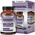 Vedapulse Resveratrol with Grape Seed Extract 1000mg Veg Capsule | Heart, Skin & Immune Support thumbnail