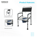 Vissco Comfort Steel Folding Commode Chair without Castors 0996A Universal Silver thumbnail
